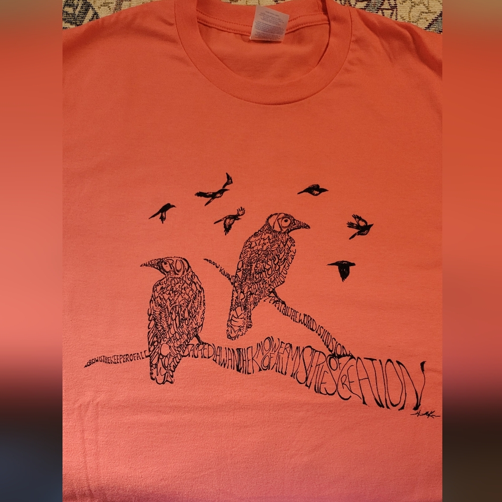 Sacred Crow Graphics T-Shirt - Coral